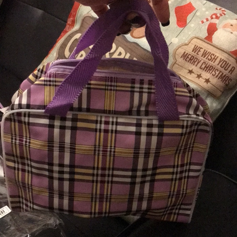 Plaid Insulated Organizer makeup Bag